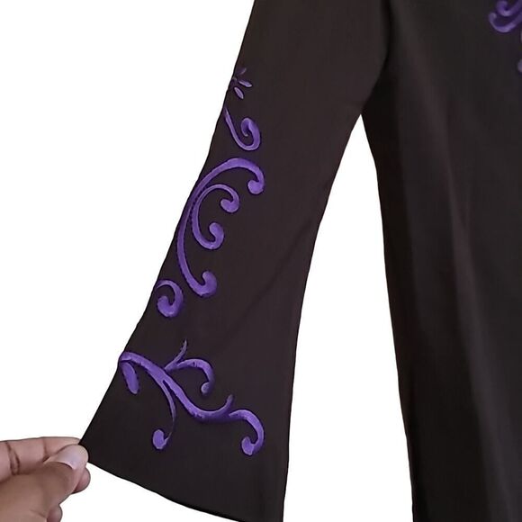 Tory Burch Brown  Wool Tunic Top with Embroidered Details Sz 4 - Picture 5 of 9